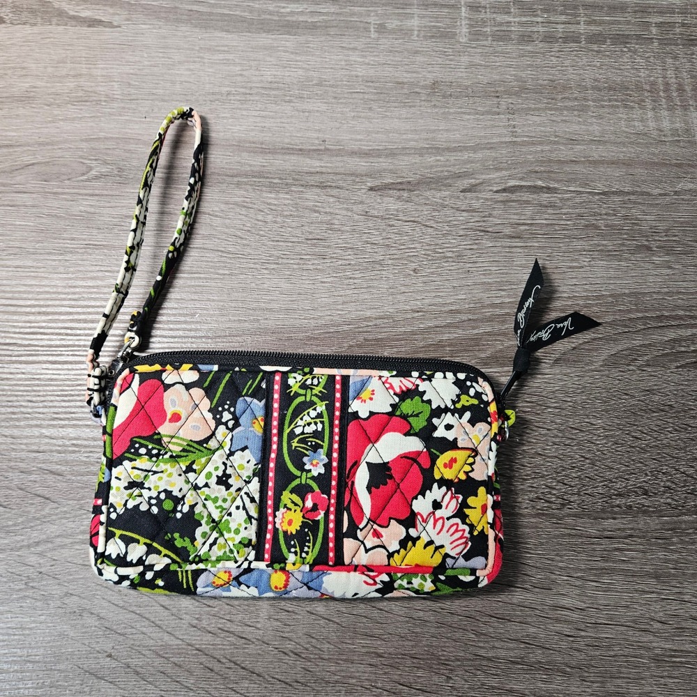 Vera Bradley Midnight‎ Blues Quilted Floral Wristlet Wallet Pouch 2015